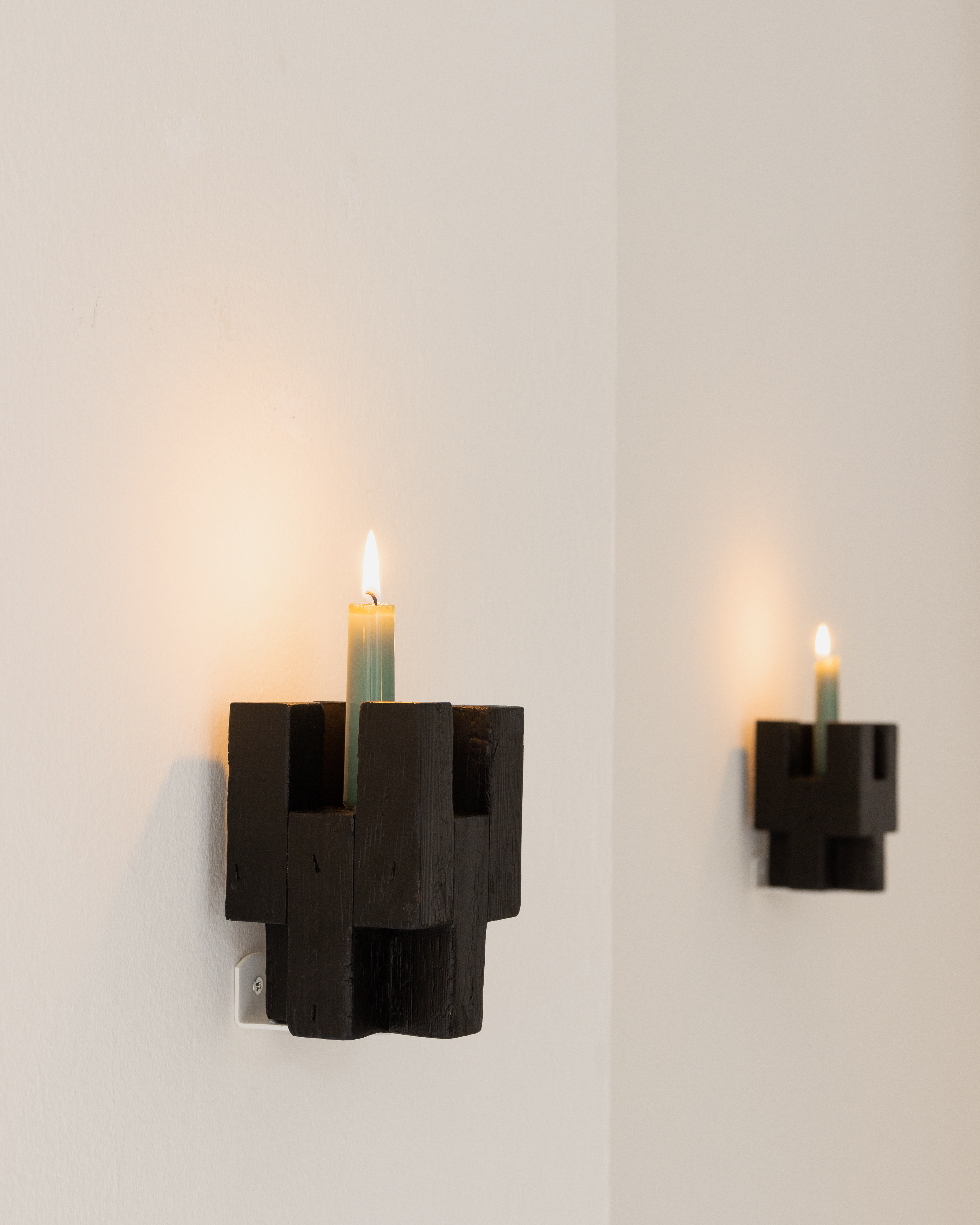 'Brick' Candle Holder/Burnt Wood